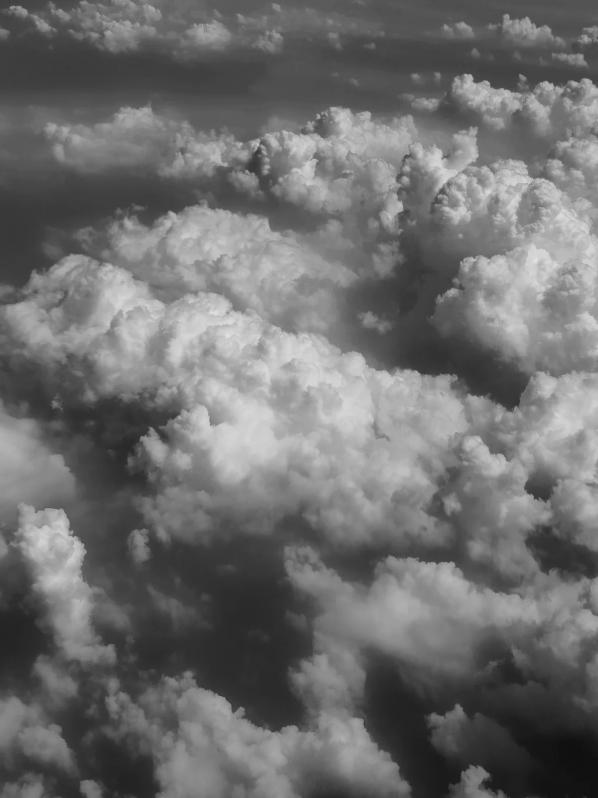 Dense, piled cumulus fill the frame: a field of pure texture.